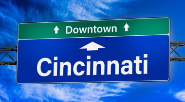 Road sign indicating direction to the city of Cincinnati.