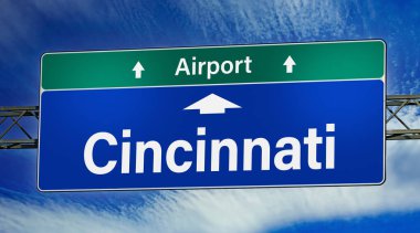 Road sign indicating direction to the city of Cincinnati.