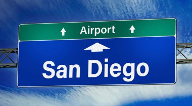 Road sign indicating direction to the city of San Diego.