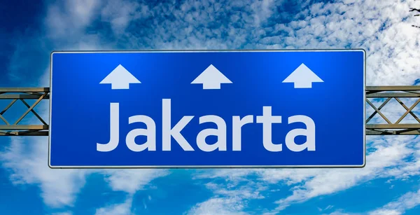 Road Sign Indicating Direction City Jakarta —  Fotos de Stock