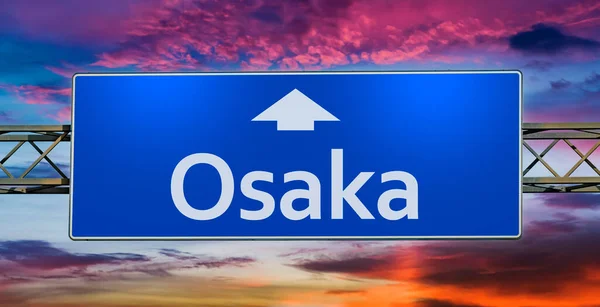 Road Sign Indicating Direction City Osaka — Stock Photo, Image