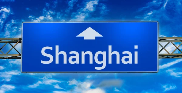 Road Sign Indicating Direction City Shanghai —  Fotos de Stock