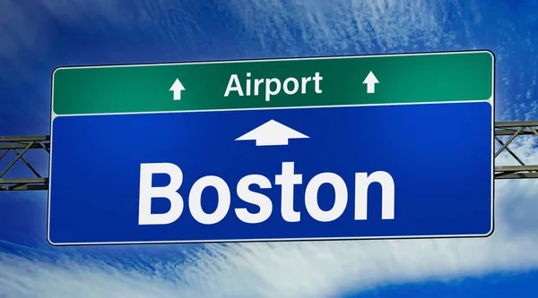 Road Sign Indicating Direction City Boston — Stock Photo, Image