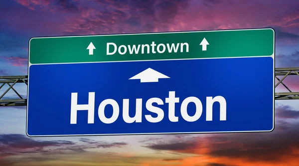Road Sign Indicating Direction City Houston — Stock fotografie