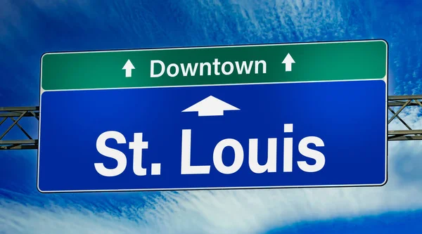Road Sign Indicating Direction City Louis — Stock Photo, Image