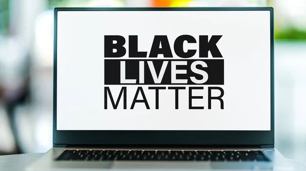 stock image Laptop computer displaying the sign of Black Lives Matter movement.
