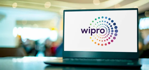 Poznan Pol Feb 2023 Computadora Portátil Que Muestra Logotipo Wipro — Foto de Stock