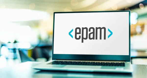 Poznan Pol Feb 2023 Laptopcomputer Met Logo Van Epam Systems — Stockfoto