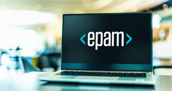 Poznan Pol Feb 2023 Laptopcomputer Met Logo Van Epam Systems — Stockfoto