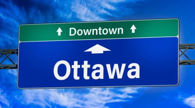 Ottawa şehrine giden yolu gösteren tabela..