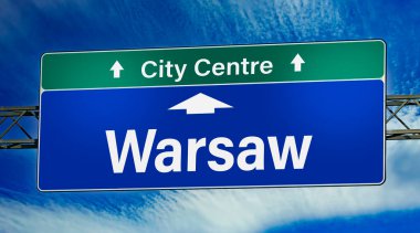 Varşova şehrine giden yolu gösteren tabela..