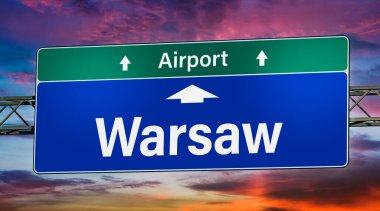 Varşova şehrine giden yolu gösteren tabela..