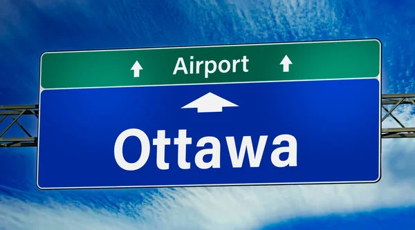 Señal Tráfico Que Indica Dirección Ciudad Ottawa —  Fotos de Stock