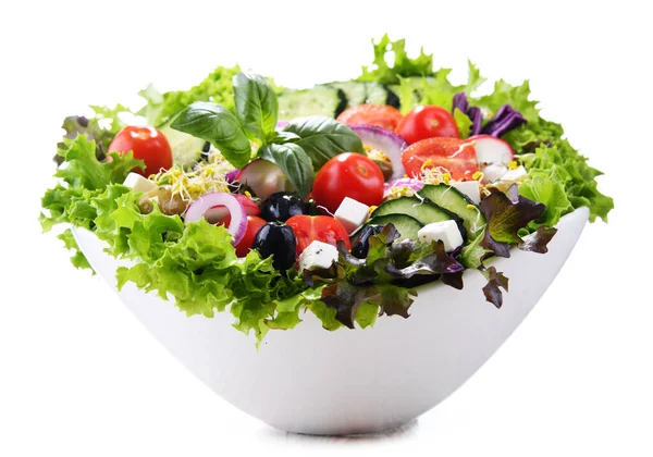 Zeleninový Salát Miska Izolované Bílém Pozadí — Stock fotografie