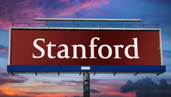 Poznan Pol Mar 2023 Reklamní Billboard Logem Stanfordské Univerzity Soukromé — Stock fotografie