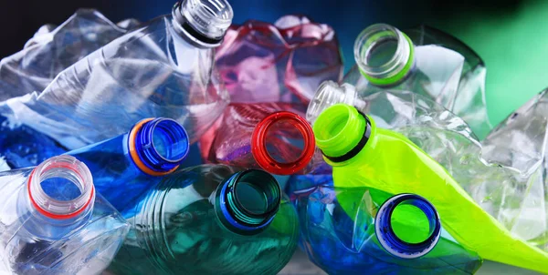 Empty Colored Carbonated Drink Bottles Plastic Waste — Stock Photo, Image