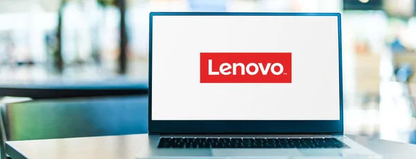 Poznan Pol Sep 2020 Computadora Portátil Que Muestra Logotipo Lenovo — Foto de Stock