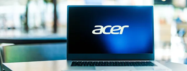 Poznan Pol Sep 2020 Комп Ютер Laptop Демонструє Логотип Acer — стокове фото