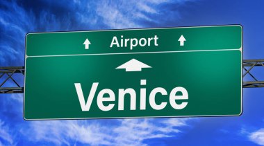 Venedik şehrine giden yolu gösteren işaret..