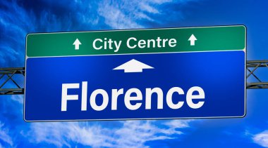 Floransa şehrine giden yolu gösteren işaret levhası.