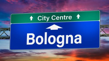 Bologna şehrine giden yolu gösteren tabela..