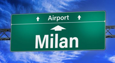 Road sign indicating direction to the city of Milan.