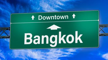 Road sign indicating direction to the city of Bangkok.