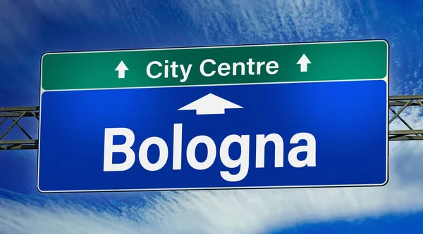 Señal Tráfico Que Indica Dirección Ciudad Bolonia —  Fotos de Stock
