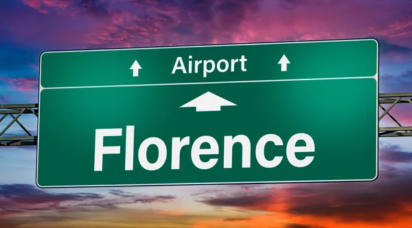 Road Sign Indicating Direction City Florence — Stock Photo, Image