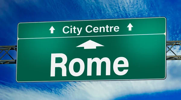 Road Sign Indicating Direction City Rome — Foto de Stock