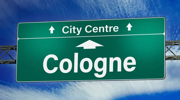 Road Sign Indicating Direction City Cologne — Stock Photo, Image