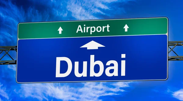 Road Sign Indicating Direction City Dubai — Stock Photo, Image