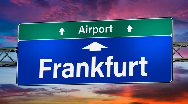 Road Sign Indicating Direction City Frankfurt — Stock Photo, Image