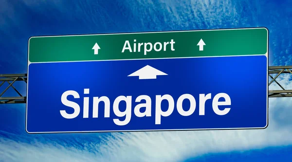 Дорожній Знак Вказує Напрямок Міста Сінгапур — стокове фото