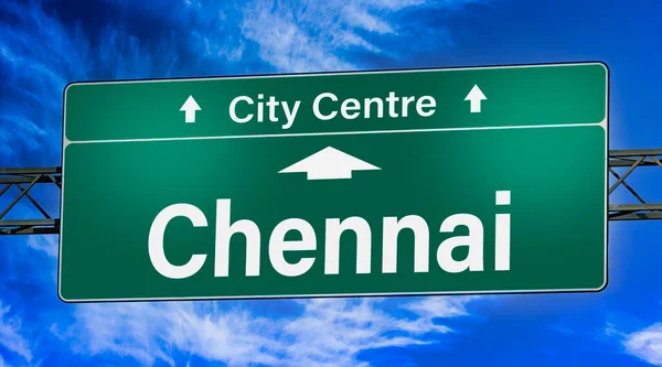 Road Sign Indicating Direction City Chennai — Stock Photo, Image