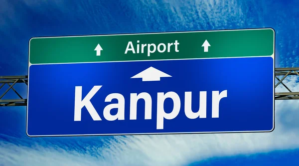 Silniční Značka Ukazující Směr Město Kanpur — Stock fotografie