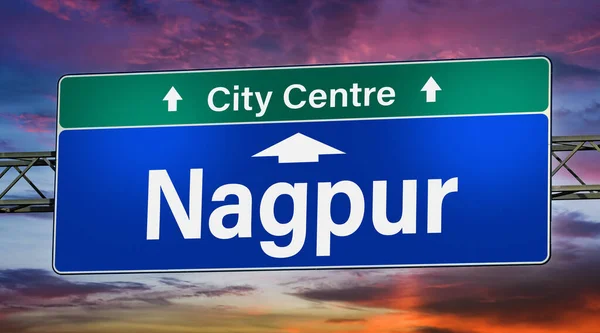 Road Sign Indicating Direction City Nagpur — Stock Photo, Image