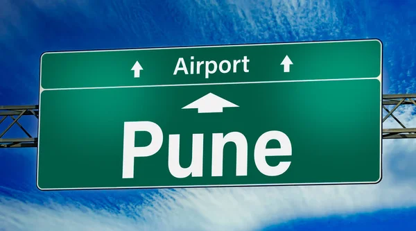 Silniční Značka Ukazující Směr Město Pune — Stock fotografie