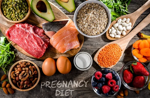 Productos Alimenticios Recomendados Para Embarazo Dieta Saludable — Foto de Stock