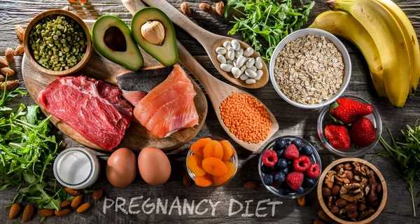 Potraviny Doporučené Pro Těhotenství Zdravá Strava — Stock fotografie
