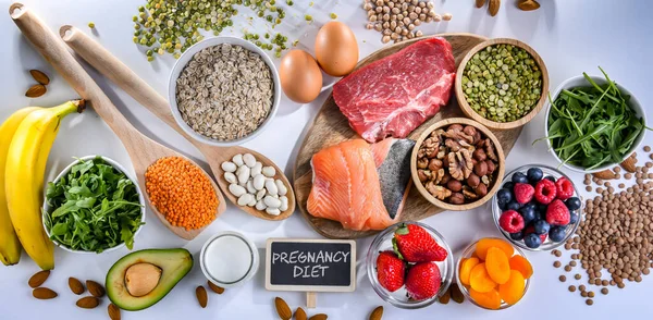 Пищевые Продукты Рекомендуются Беременности Здоровое Питание — стоковое фото