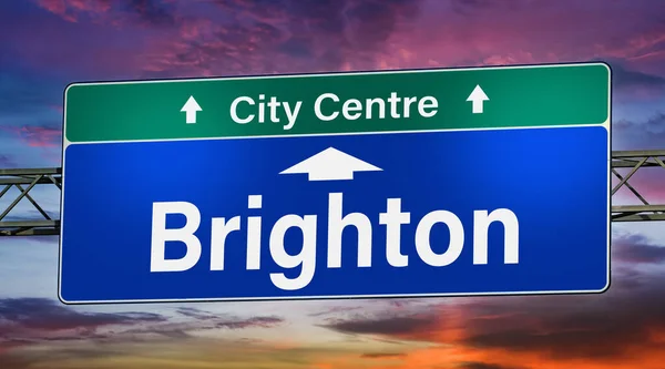 Road Sign Indicating Direction City Brighton — Stock Photo, Image