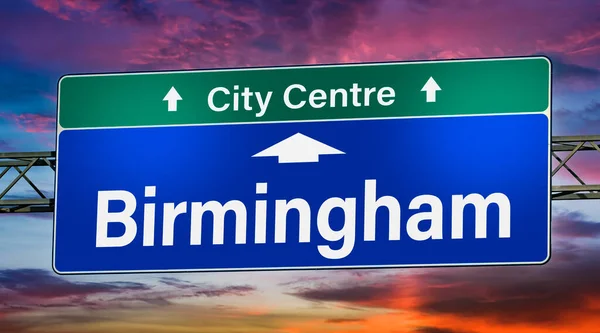 Road Sign Indicating Direction City Birmingham — Stock Photo, Image