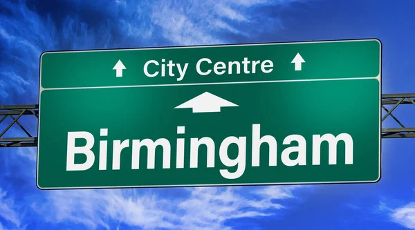 Road Sign Indicating Direction City Birmingham — Stock Photo, Image