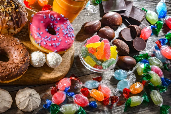 Levensmiddelen Rijk Aan Suiker Zuivelproducten — Stockfoto