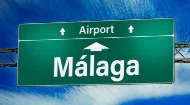 Malaga şehrine giden yolu gösteren tabela..