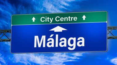 Malaga şehrine giden yolu gösteren tabela..