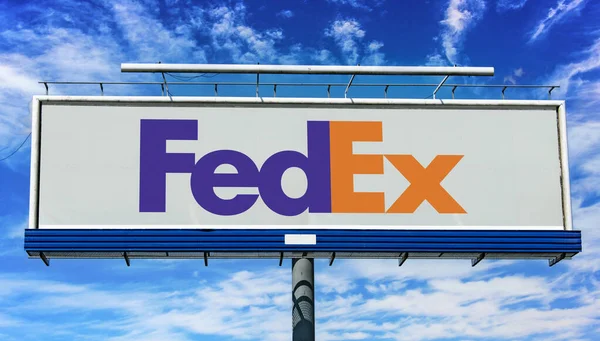 Poznan Pol Mar 2023 Advertisement Billboard Displaying Logo Fedex Express — Stock Photo, Image