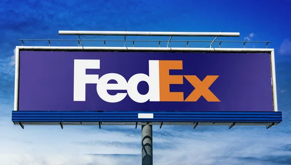 Poznan Pol Mar 2023 Advertisement Billboard Displaying Logo Fedex Express — Stock Photo, Image