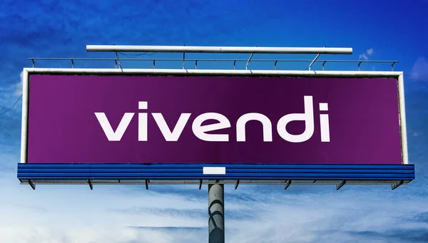 Poznan Pol Mar 2023 Reklamy Billboardzie Logo Vivendi Francuskiej Firmy — Zdjęcie stockowe